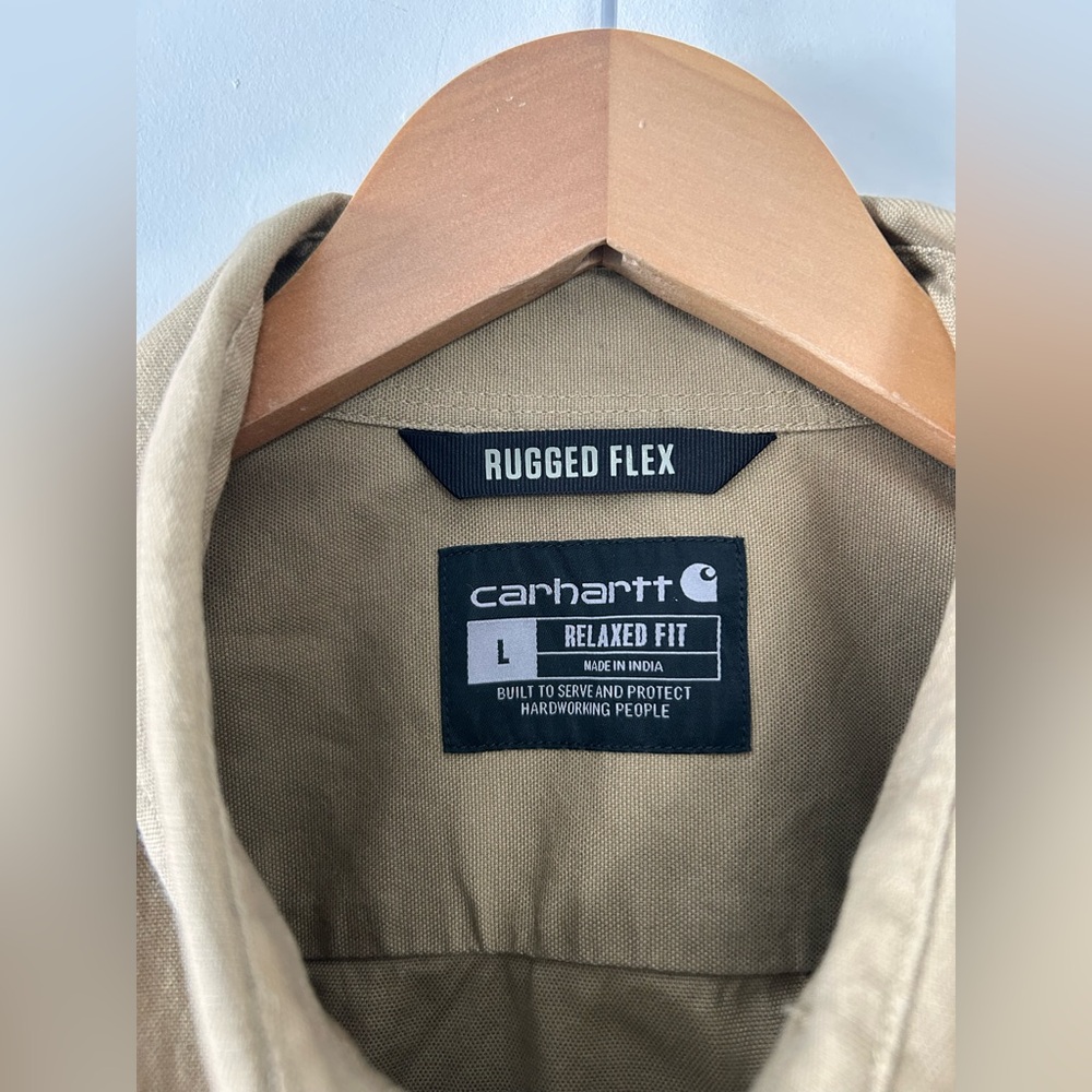 CARHARTT Rugged Flex Relaxed Fit Midweight Canvas Short-Sleeve Shirt | Large - Picture 4 of 7